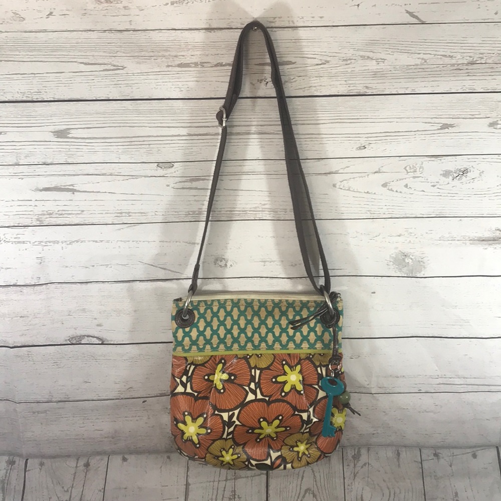 Fossil Vtg Key-Per Coated Canvas Crossover - image 1